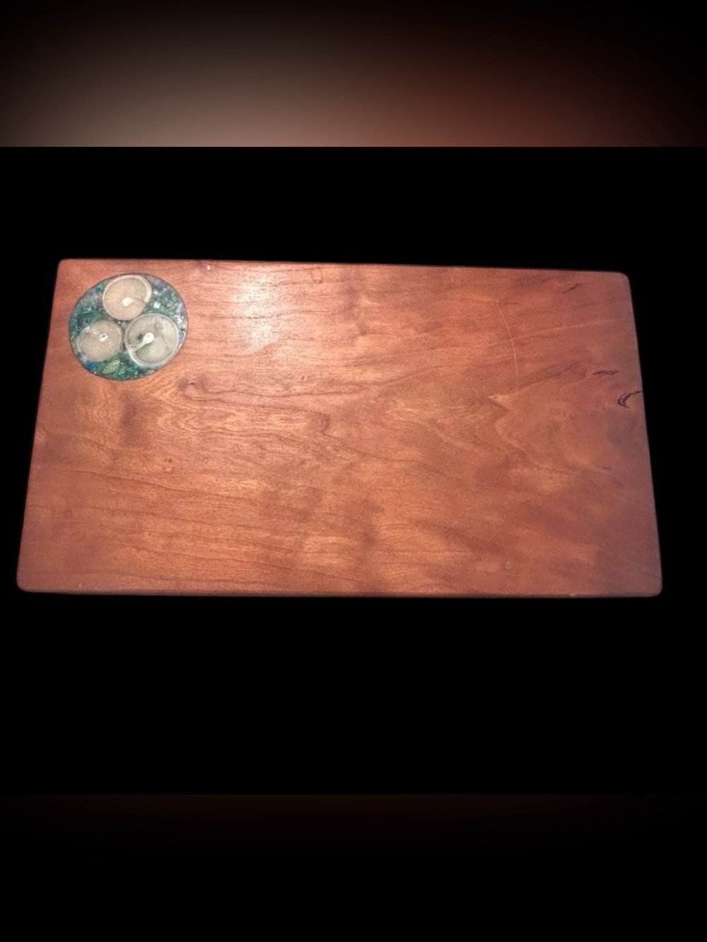Cheese/charcuterie board - Cherry wood, shell, turquoise and resin